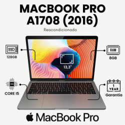 MacBook Pro A1708 (2016) - 8/128GB - (Reacondicionado)