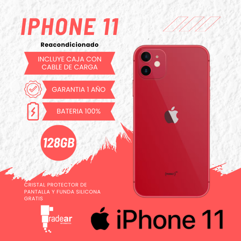iPhone 11 - 128GB - Reacondicionado- Bateria 100%